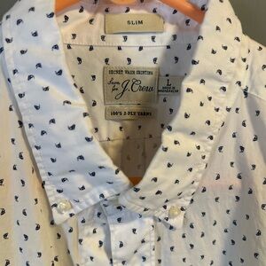 J. Crew White Casual Button Down Shirt with Pointed Collar